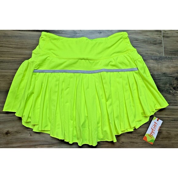 JoyGirl Women's Pleated Tennis Skort Neon Green Fluorescent SZ M - Picture 9 of 10